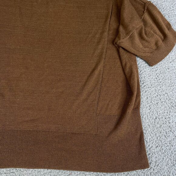 Free People Sweater Women Medium Brown Acrylic Cotton Blend Oversized Ribbed - Picture 5 of 11
